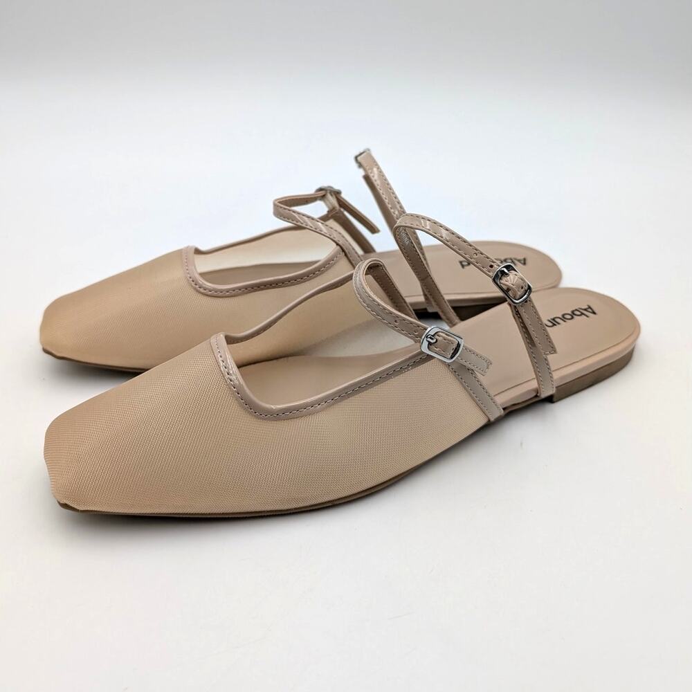 Abound Raven Mule Shoes Square Toe Women's Beige Sand Size US10M EU40.5